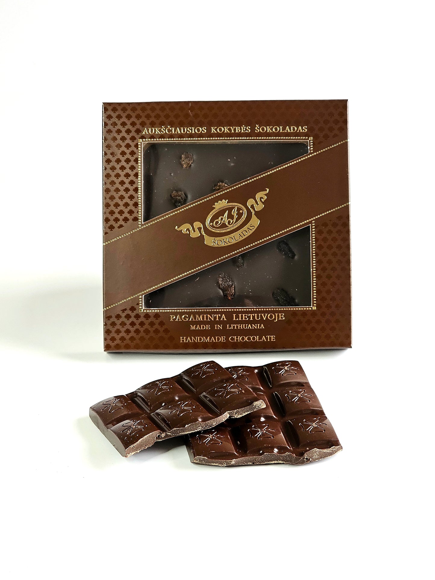 Tumšā šokolāde 55% ar rozīnēm, 100 gr.