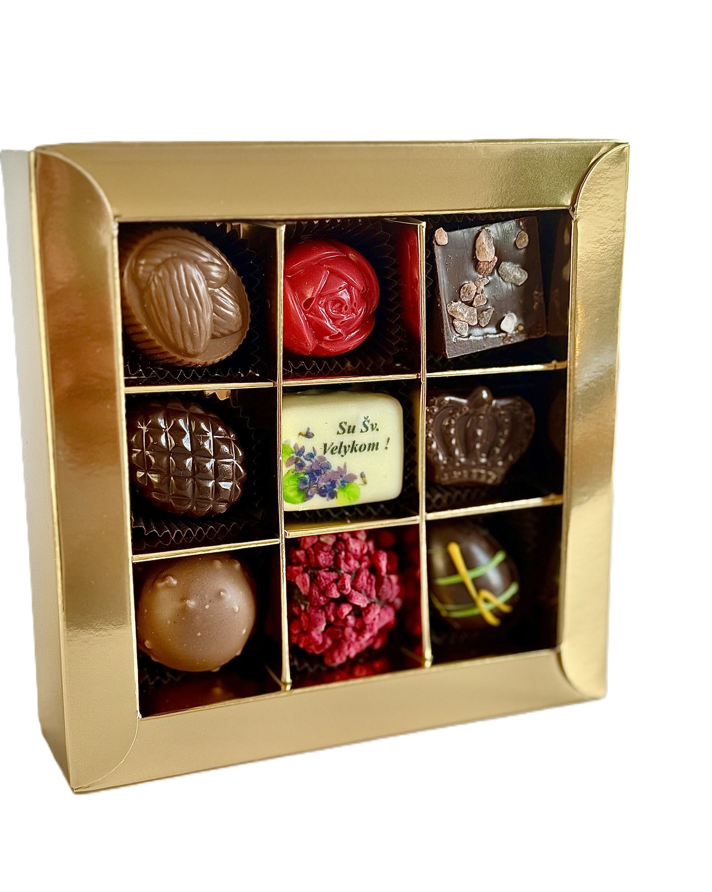 Velykinis saldainių asorti, auksinė dėžutė 120 gr.