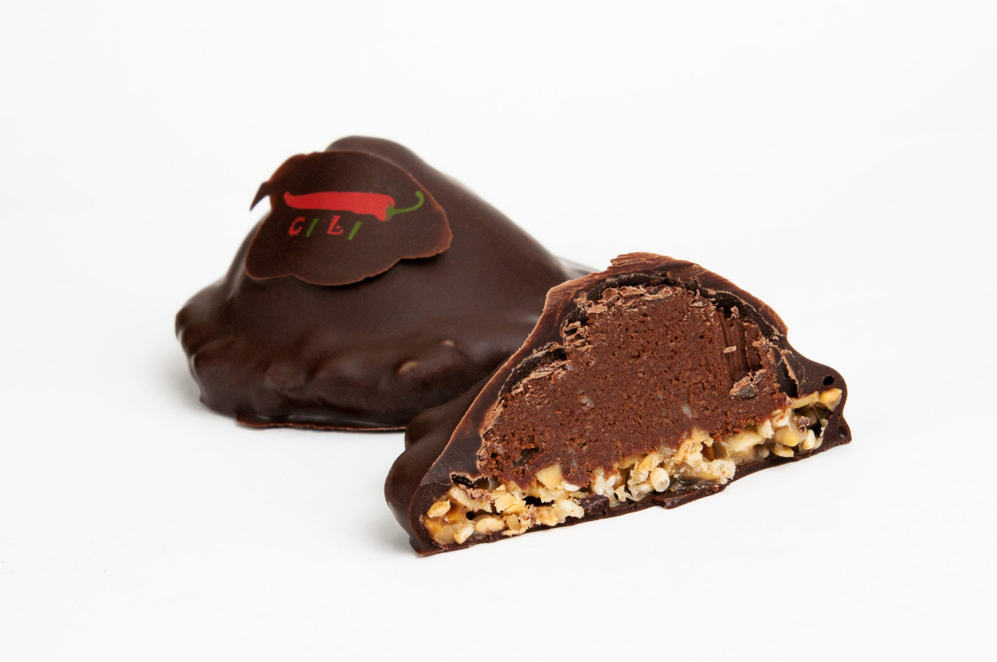Tumšās šokolādes konfektes "Čili tornis" 16 g. Preces Nr. 0014 (100 g.)
