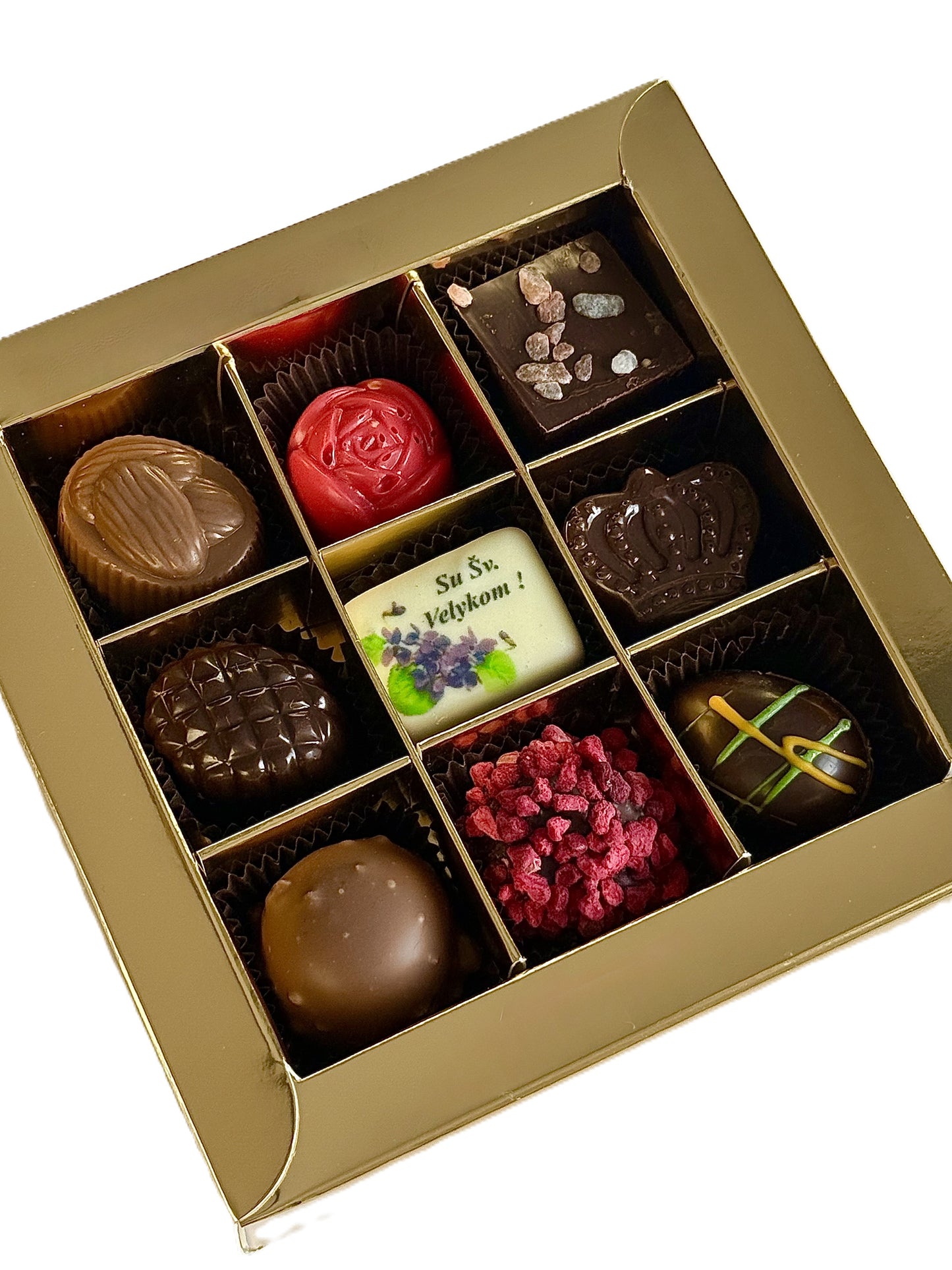 Velykinis saldainių asorti, auksinė dėžutė 120 gr.