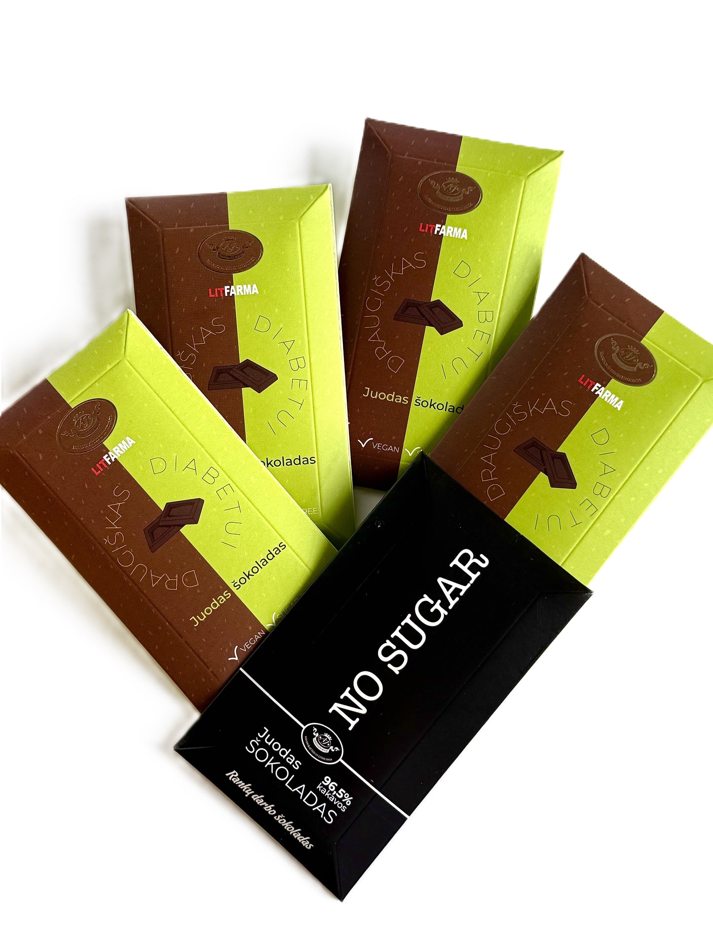 Juodojo šokolado plytelė veganams, be cukraus 4 vnt. + šokoladas NO SUGAR 1 vnt. NEMOKAMAI
