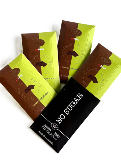 Juodojo šokolado plytelė veganams, be cukraus 4 vnt. + šokoladas NO SUGAR 1 vnt. NEMOKAMAI