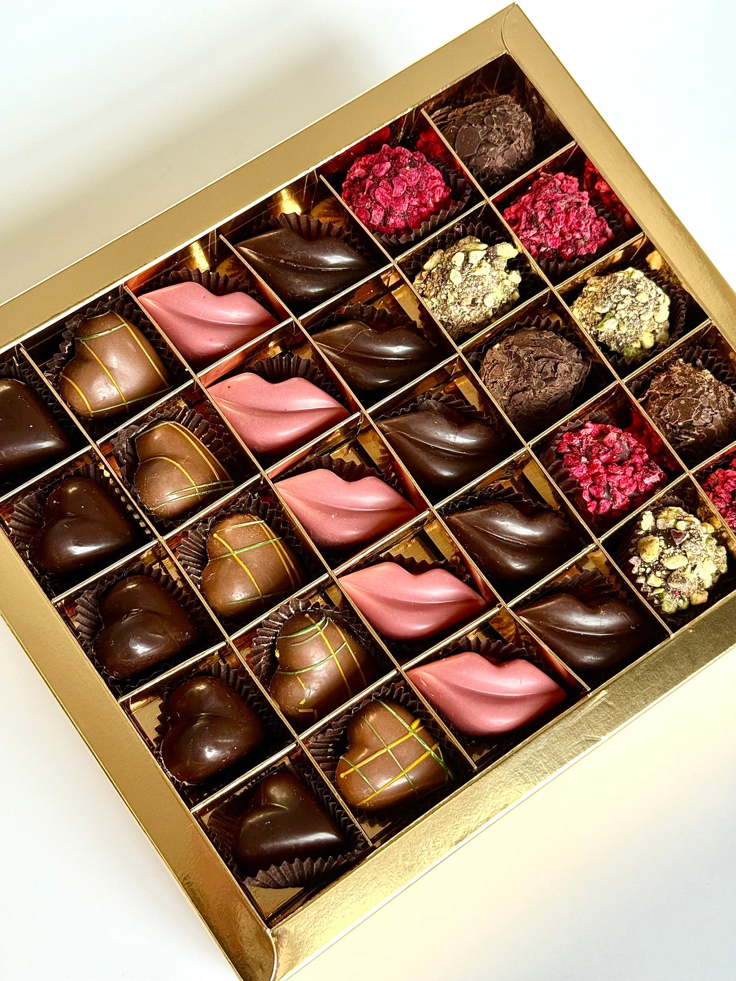 Belgiškų saldainių asorti "Lūpos ir širdelės", 330 gr.