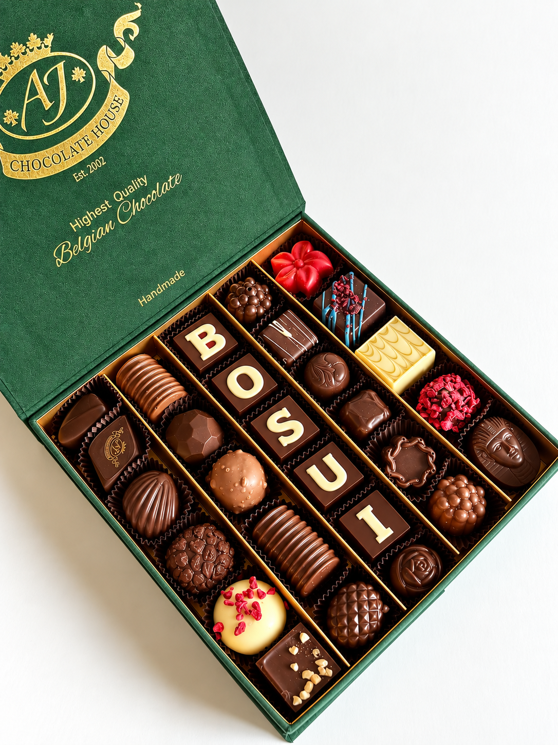 BOSUI! Prabangi dėžutė su rankų darbo šokoladiniais saldainiais, 355 gr.