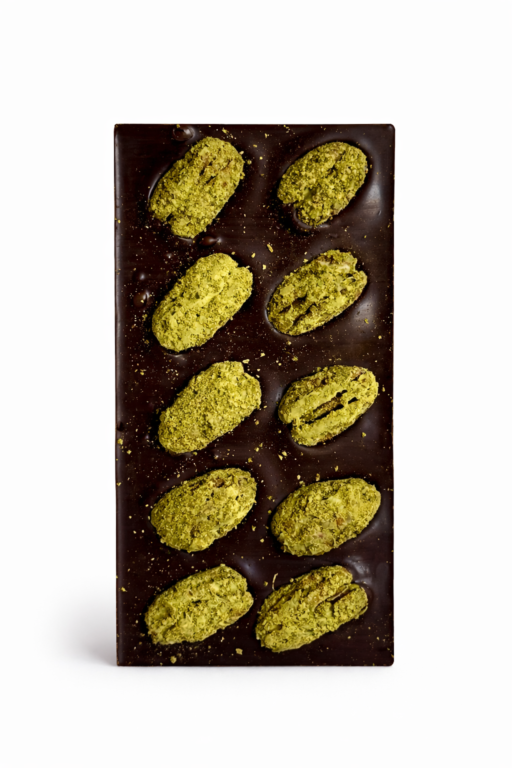 Juodasis šokoladas su pekano riešutais ir macha, 120 g