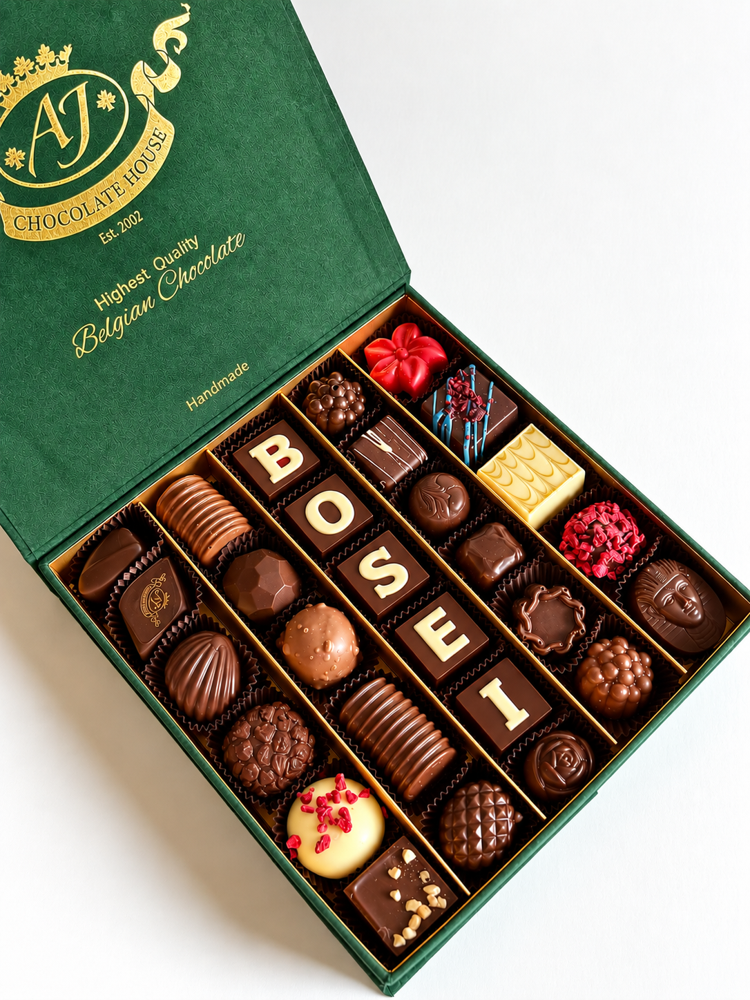 BOSEI! Prabangi dėžutė su rankų darbo šokoladiniais saldainiais, 355 gr.