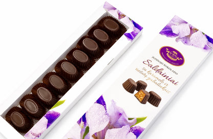 Šokoladiniai saldainiai su karamele ir riešutų gabaliukais, 130 g.