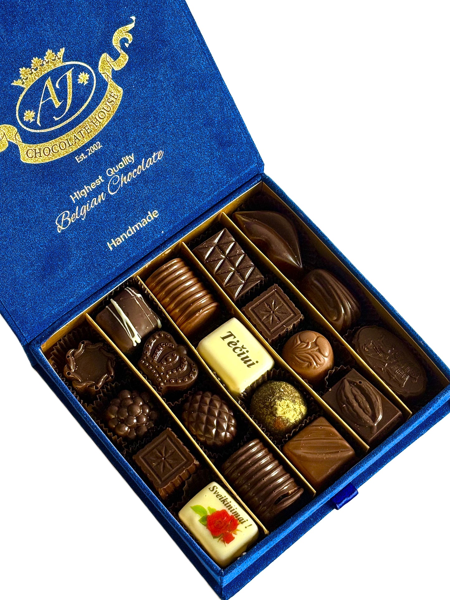 Prabangi maža šokoladinių saldainių dėžutė "TĖČIUI", 250 g